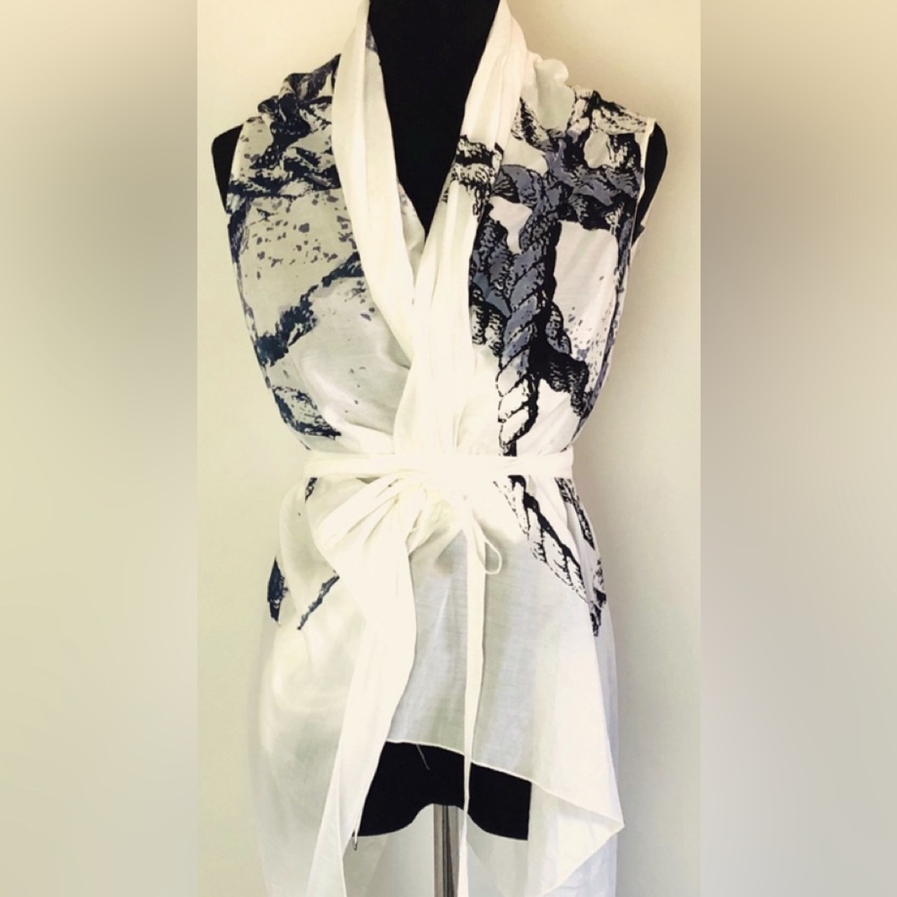 L.A.M.B ⚓️ M wrap top silk cotton nautical neutral summer Gwen Stefani no doubt